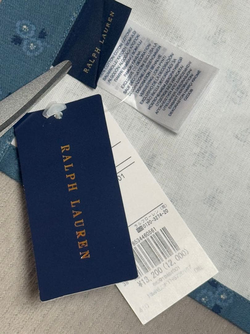 RalphLauren 青い花柄　腰巻きエプロン