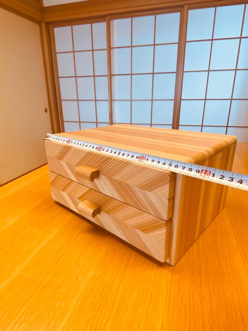 杉　矢羽模様の組子　小引き出し　※値下げしました！