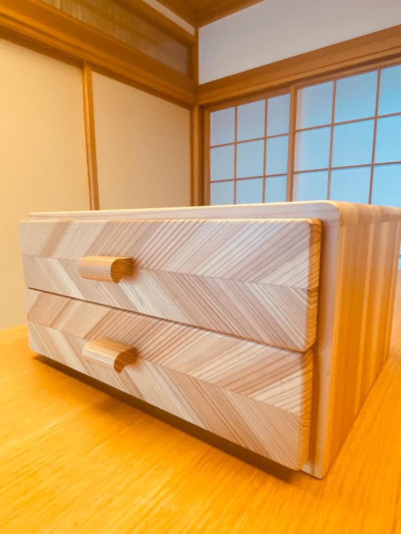 杉　矢羽模様の組子　小引き出し　※値下げしました！