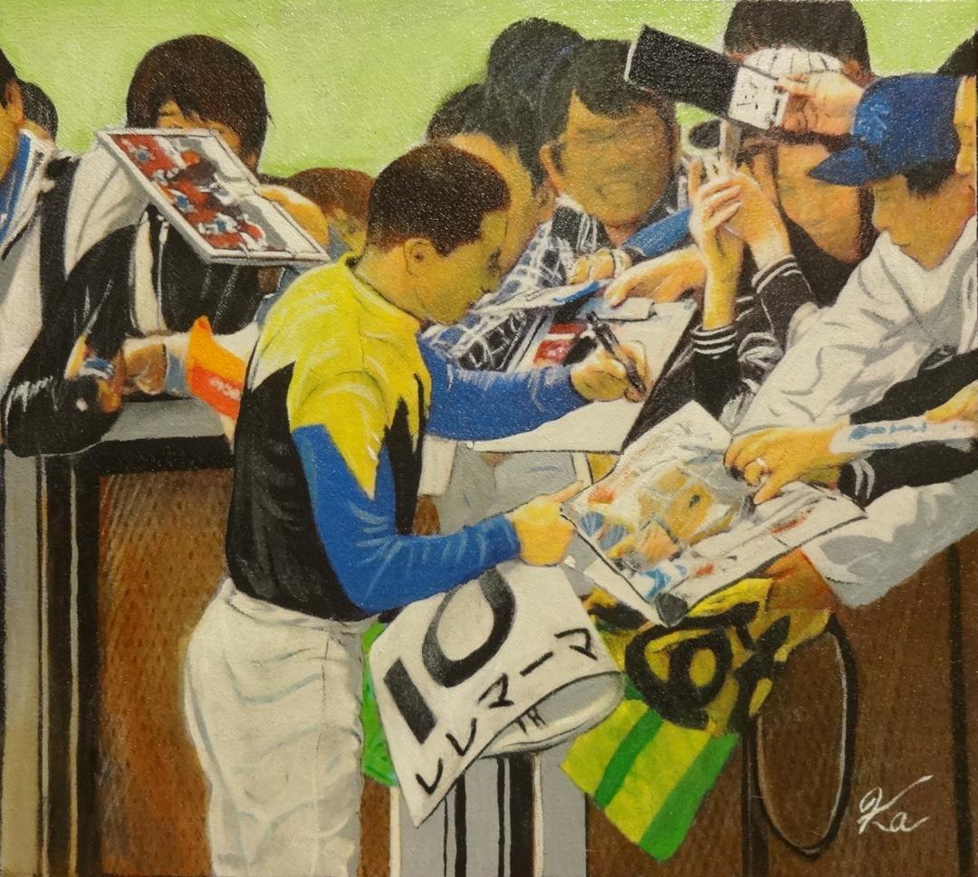 上鈴木正一 油彩画 色紙大『ファンサービス』新作原画 超オススメ作品です!!