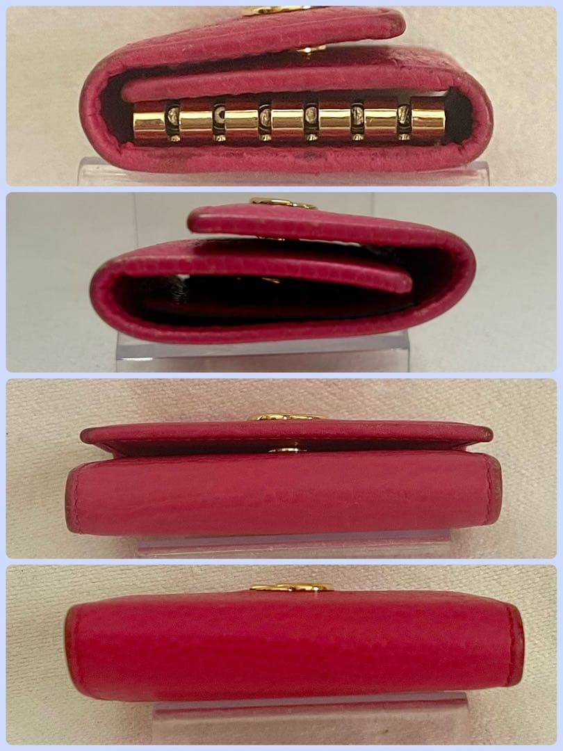 GUCCI GG マーモント　レザー 6連キーケース フューシャピンク系