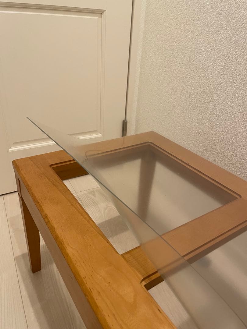 ガラス天板 木製センターテーブル