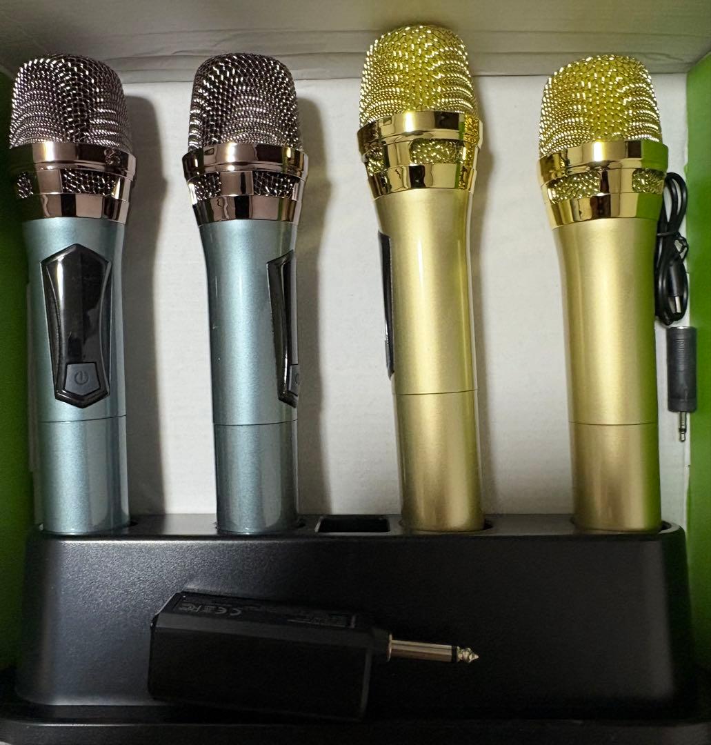 ワイヤレスマイク4本セット新品　ブルー&ゴールド