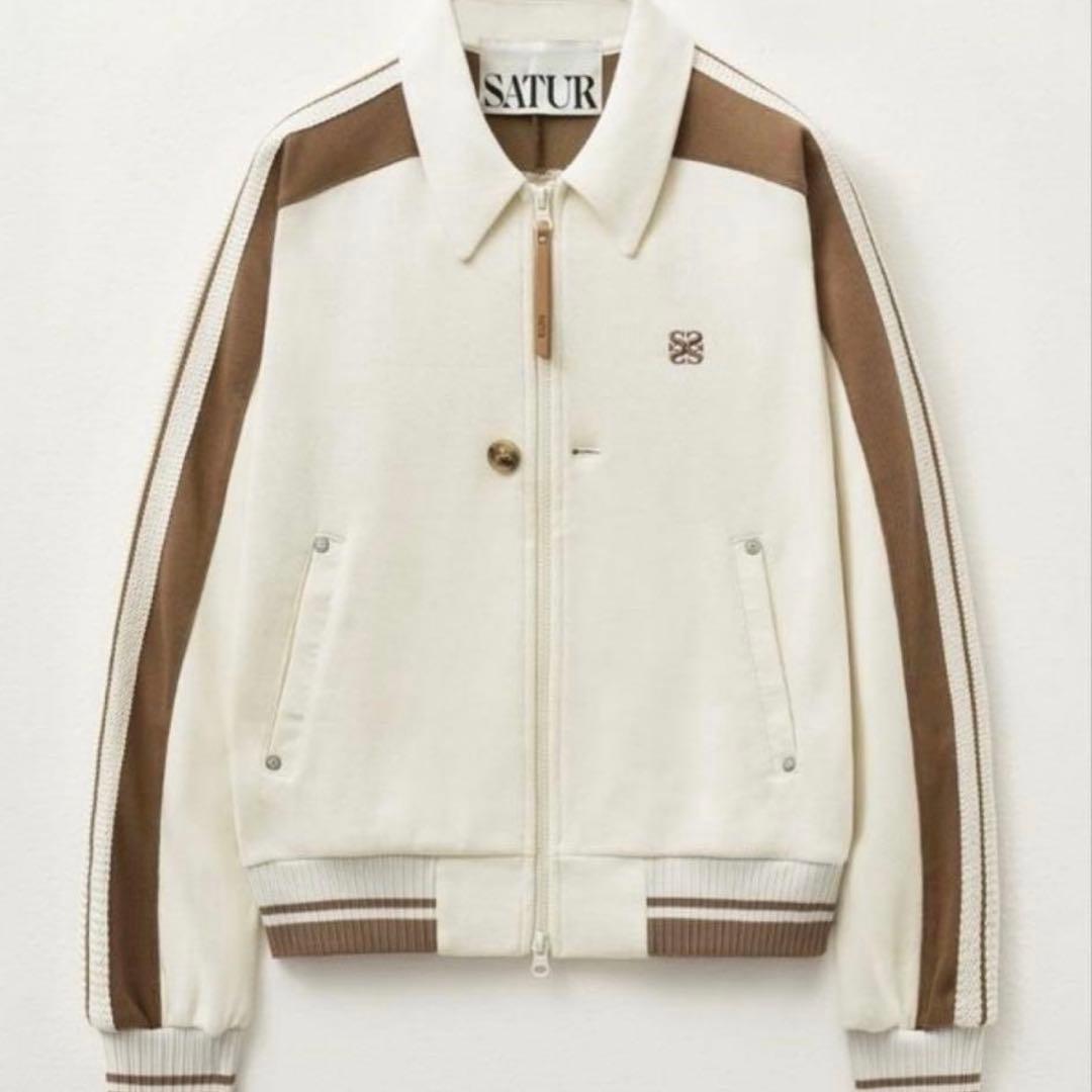 ♡ SATUR カラートラックジップアップジャケット クリーム