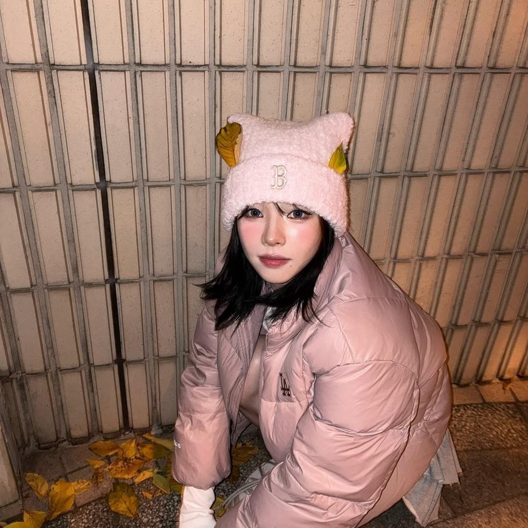 1点のみ‼ MLB Korea ピンク ビーニー 猫耳 韓国 カリナ着用 新品
