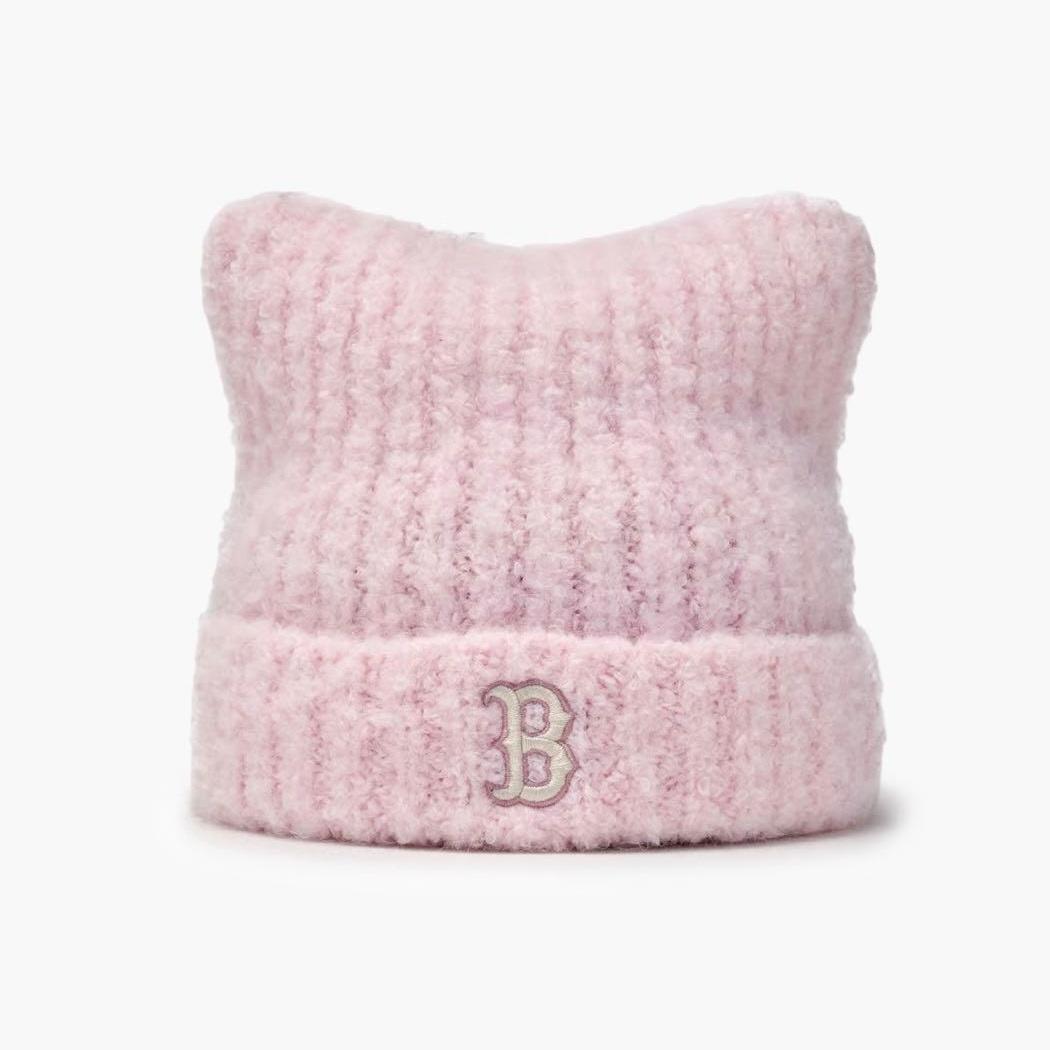 1点のみ‼ MLB Korea ピンク ビーニー 猫耳 韓国 カリナ着用 新品