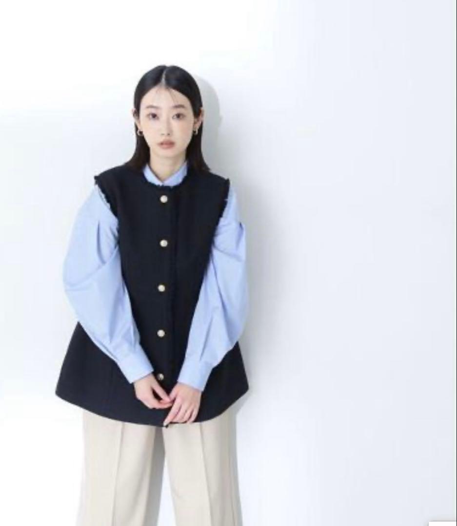 【美品】スプリングツイードペプラムジレ NATURAL BEAUTY BASIC