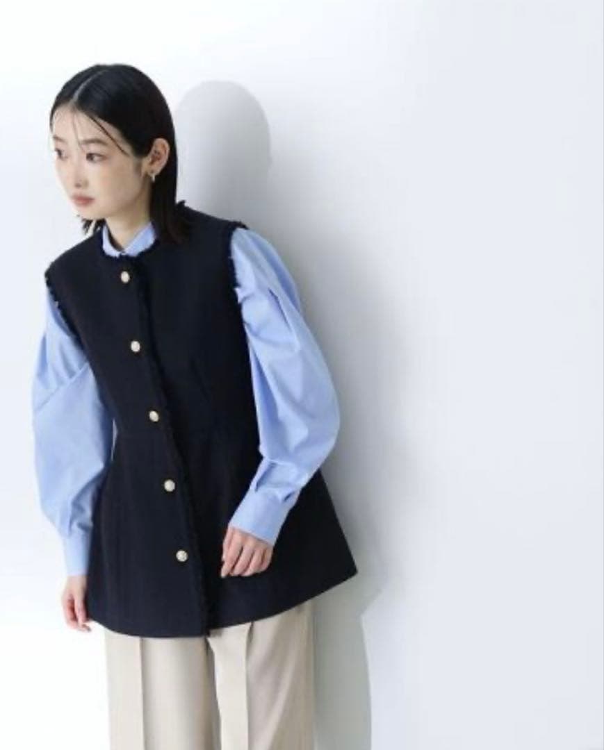 【美品】スプリングツイードペプラムジレ NATURAL BEAUTY BASIC