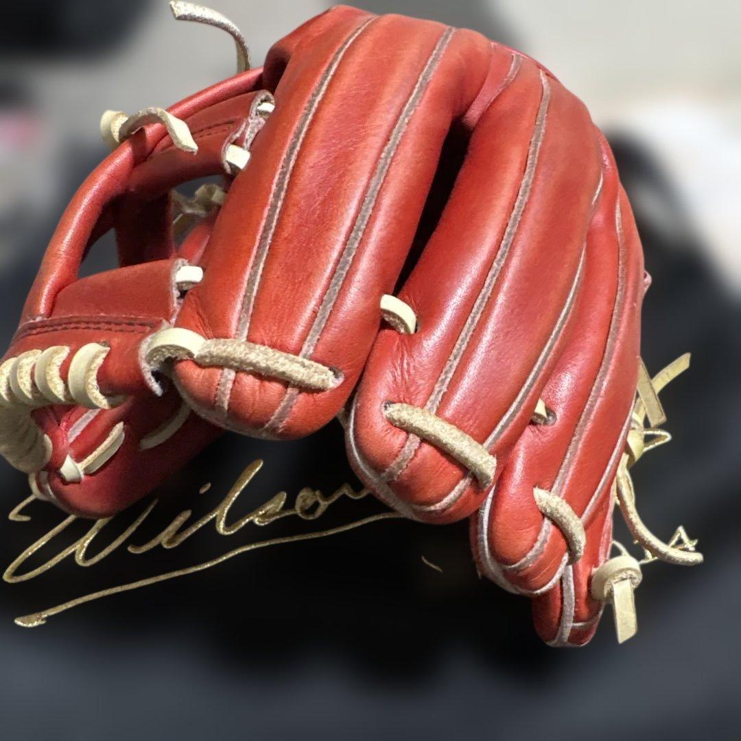Wilson staff硬式グローブ 赤 [日本製][グローブ袋付き][軟式可