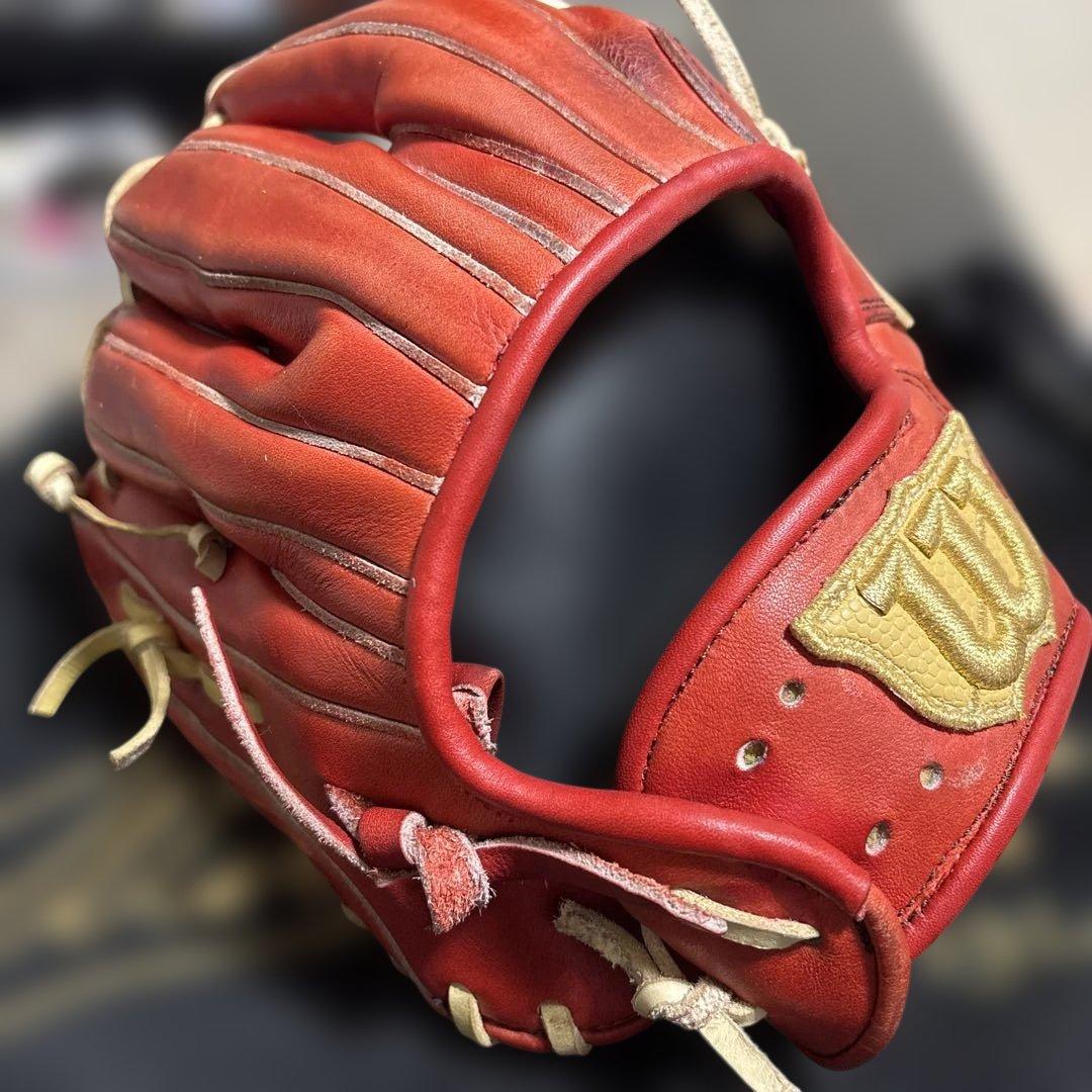 Wilson staff硬式グローブ 赤 [日本製][グローブ袋付き][軟式可