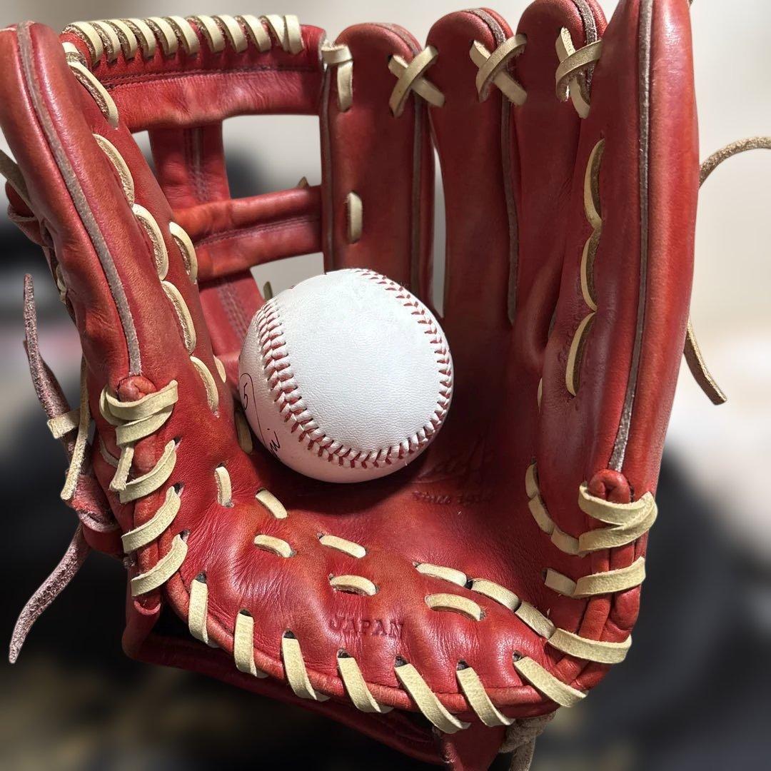 Wilson staff硬式グローブ 赤 [日本製][グローブ袋付き][軟式可