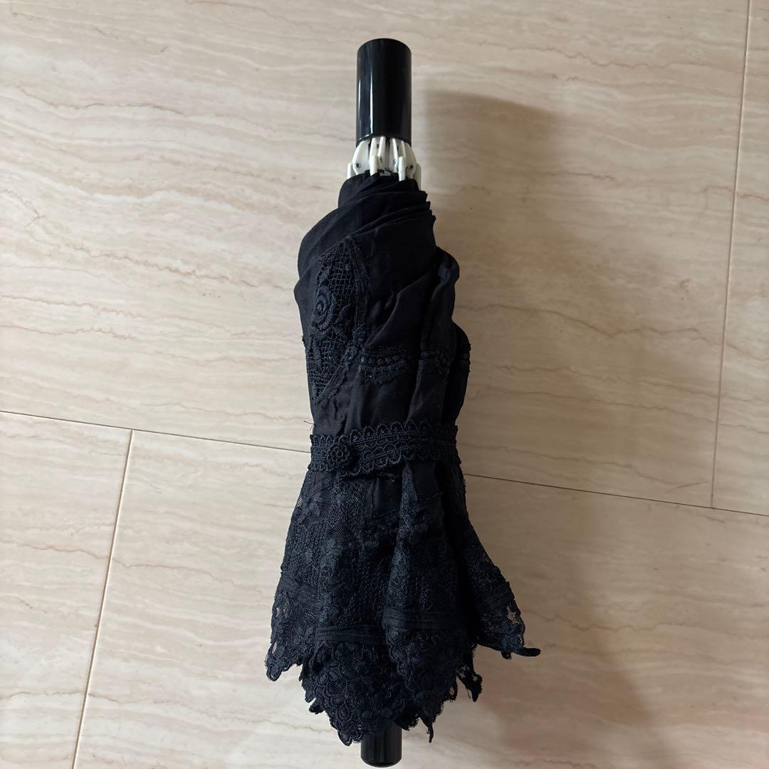 サエラヒスクローネ 日傘折り畳み　黒レース