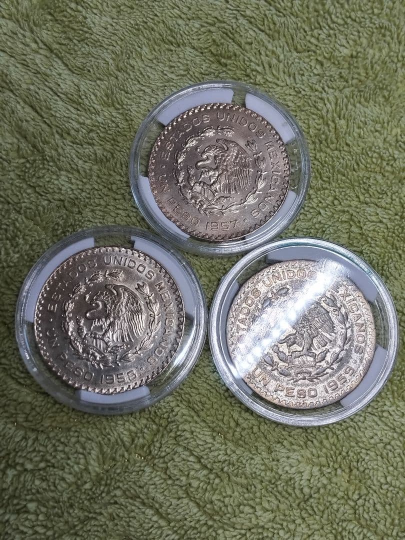 hab032 メキシコ 1ペソ銀貨 11年分コンプリート 1957～1967年