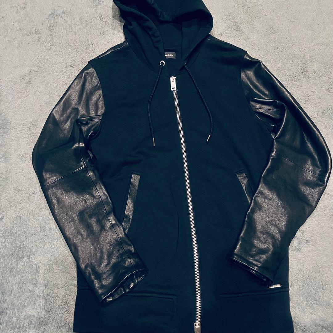 DIESEL ディーゼル レザー切り返しパーカー レザーパーカー