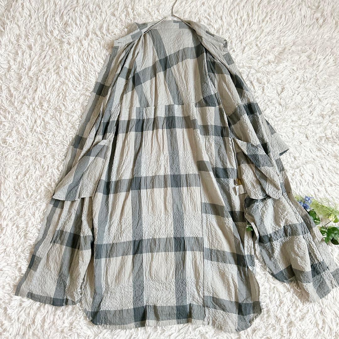 美品⁂センソユニコ⁂メフウ⁂ロングシャツワンピース　羽織　シワ加工　チェック　M
