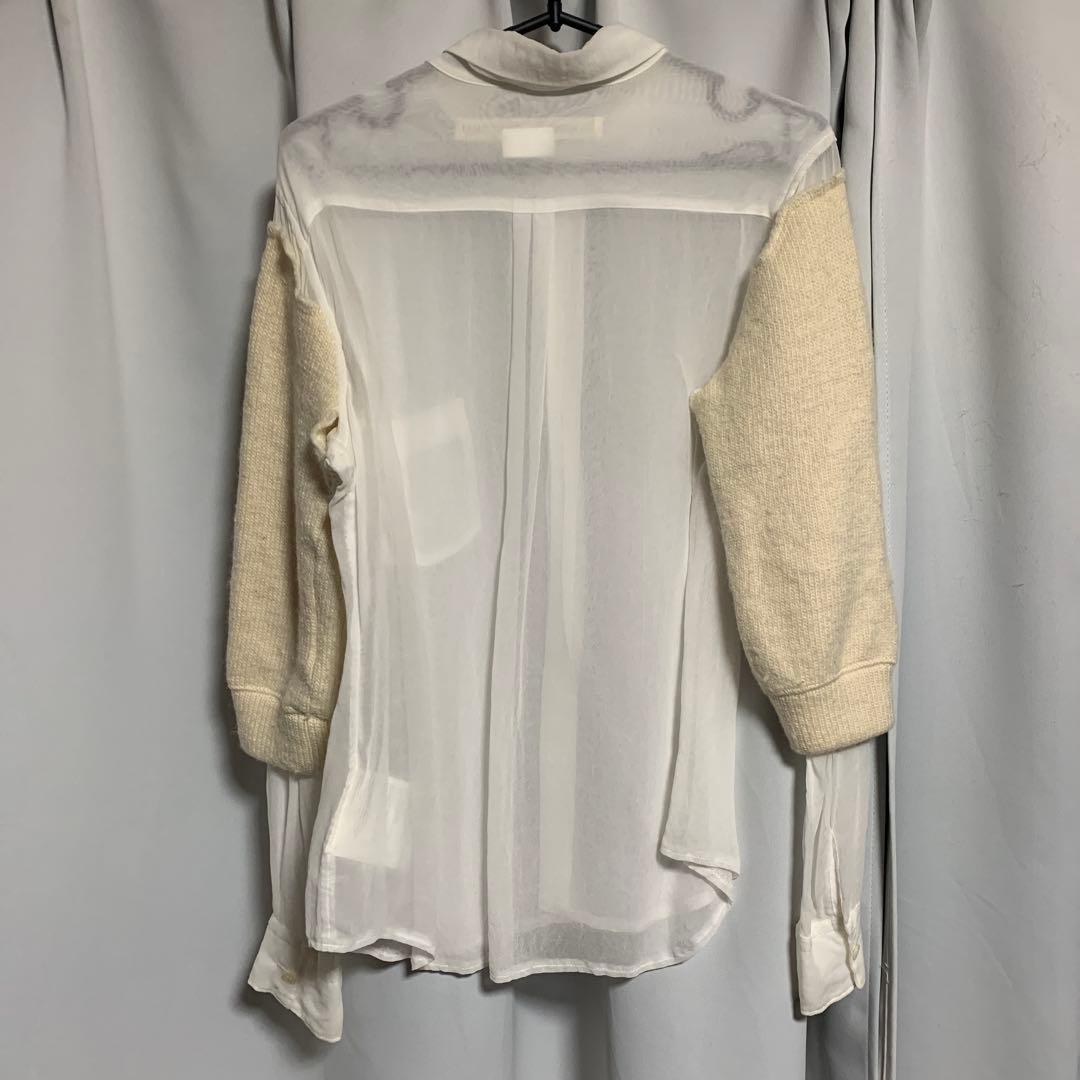 COMME des GARCONS ニットドッキングブラウス 白×アイボリー S