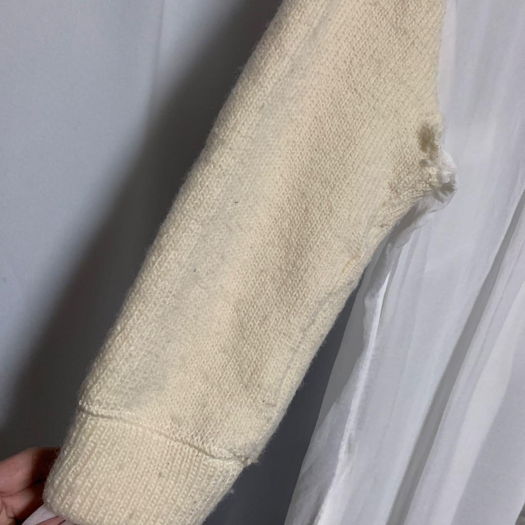 COMME des GARCONS ニットドッキングブラウス 白×アイボリー S