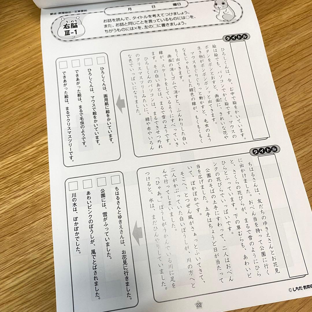 七田式 小学生プリント 右脳 III