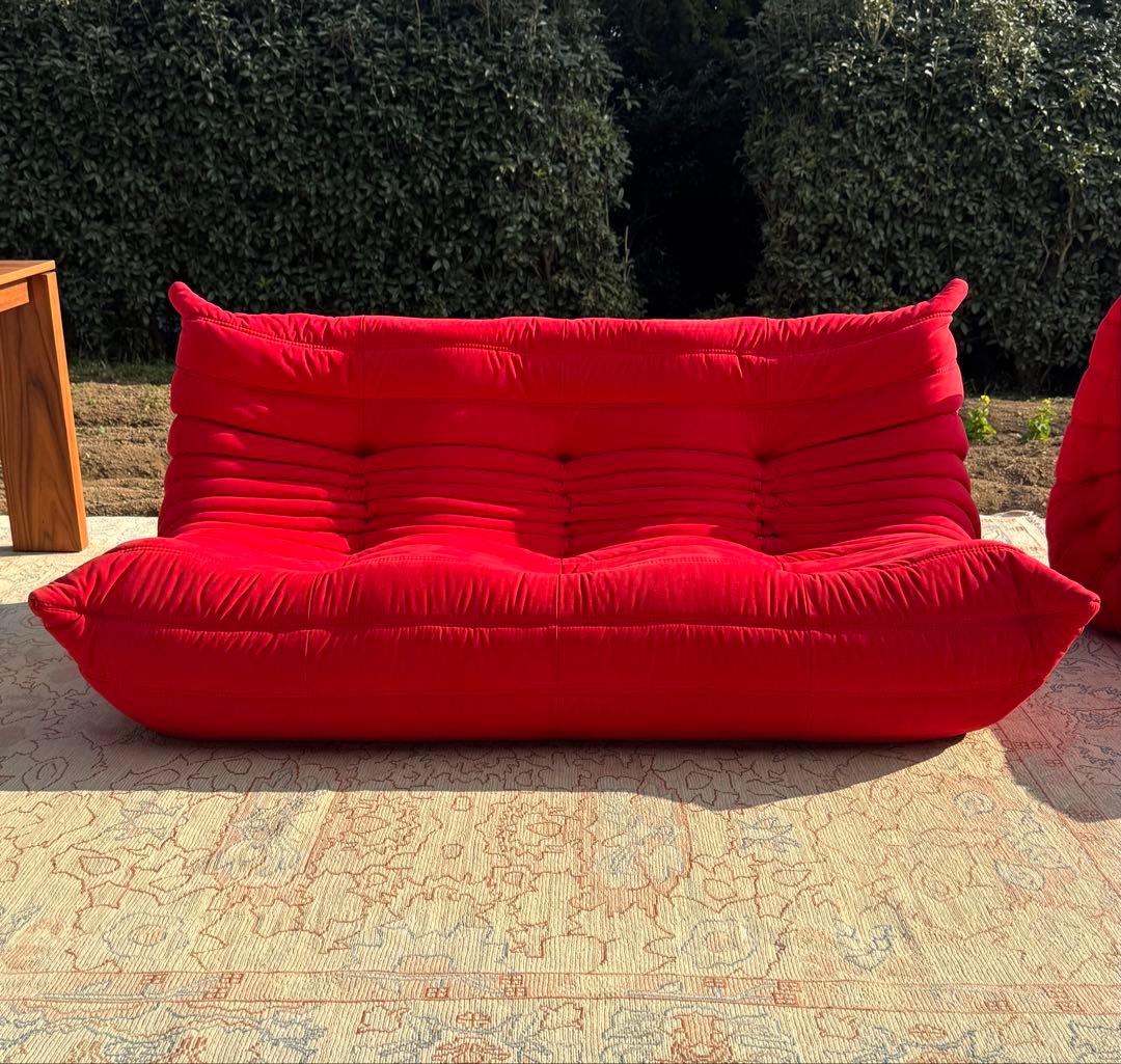 【美品】ligne roset ロゼトーゴ 3P 赤 名作ソファ リーンロゼ