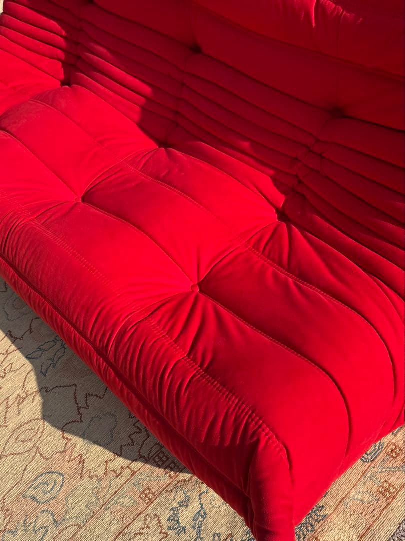 【美品】ligne roset ロゼトーゴ 3P 赤 名作ソファ リーンロゼ