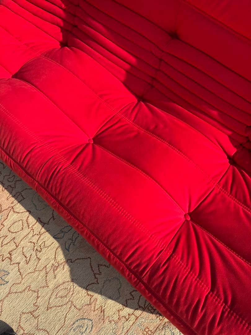 【美品】ligne roset ロゼトーゴ 3P 赤 名作ソファ リーンロゼ