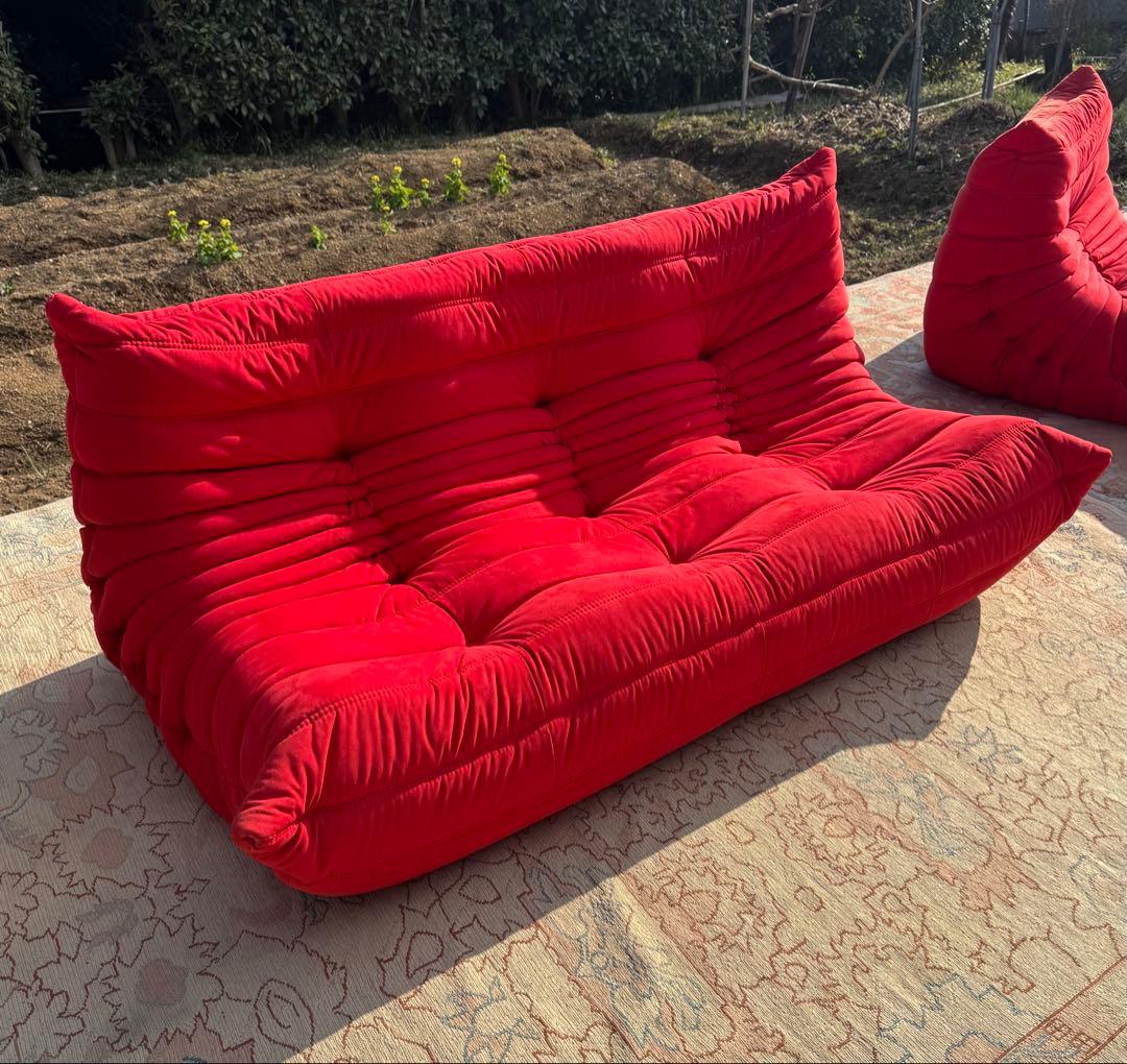 【美品】ligne roset ロゼトーゴ 3P 赤 名作ソファ リーンロゼ