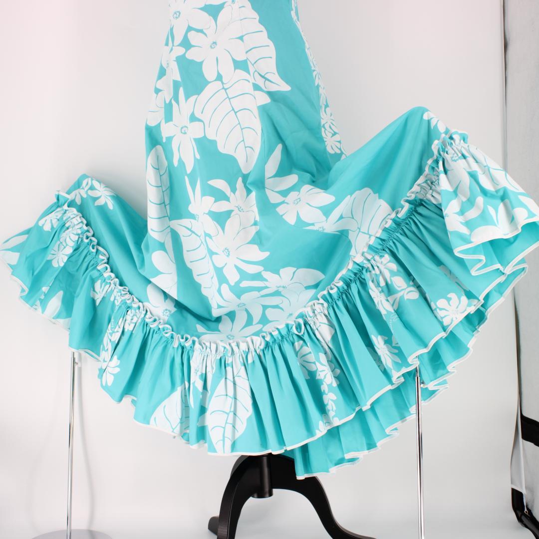 【美品 フラダンス衣装】TAHITI IMPORTS 水色 ドレス ワンピース