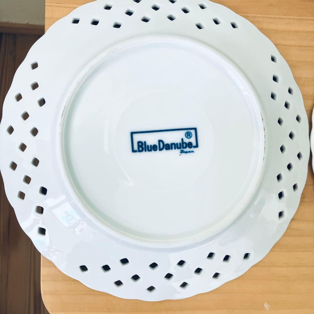 Blue Danube ブルーダニューブ 透かし レース皿17cm 6枚セット