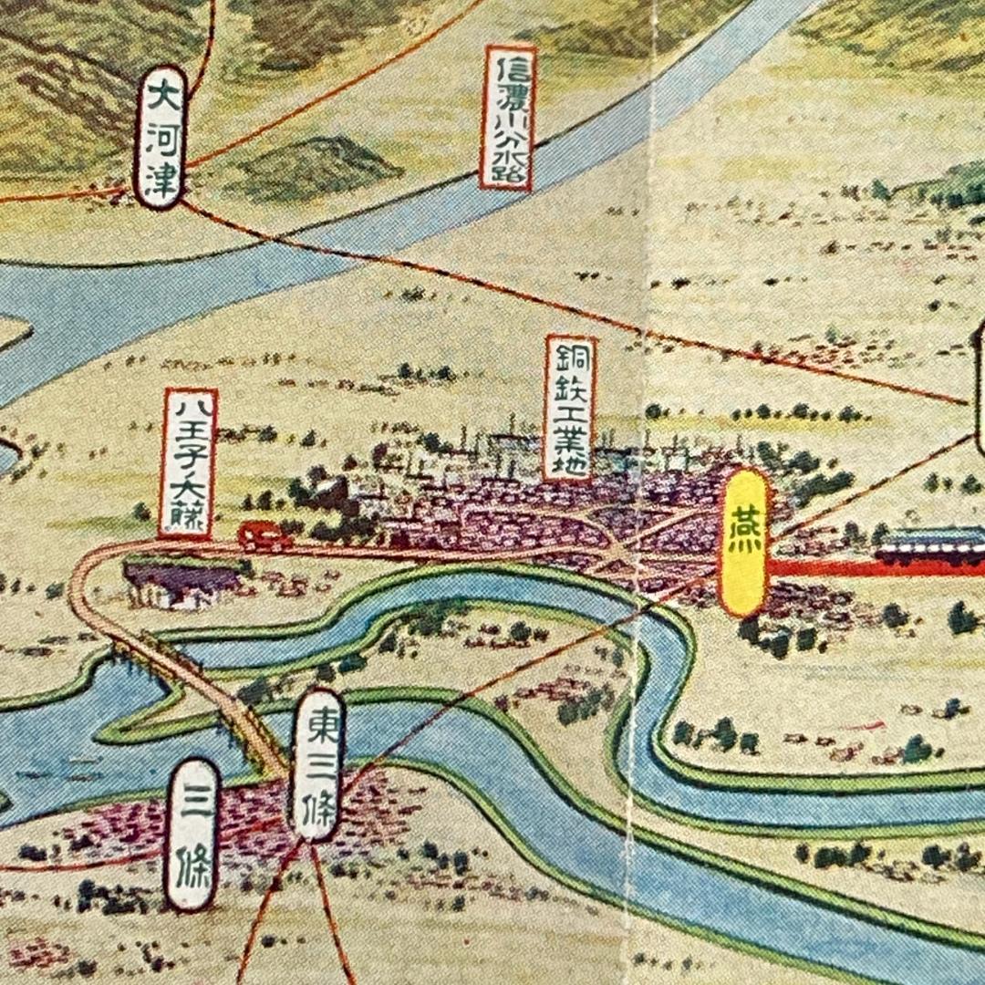 処分 貴重 新潟周辺 新潟電鐵 路線図 鳥瞰図 名所案内 金子高光 昭和8年