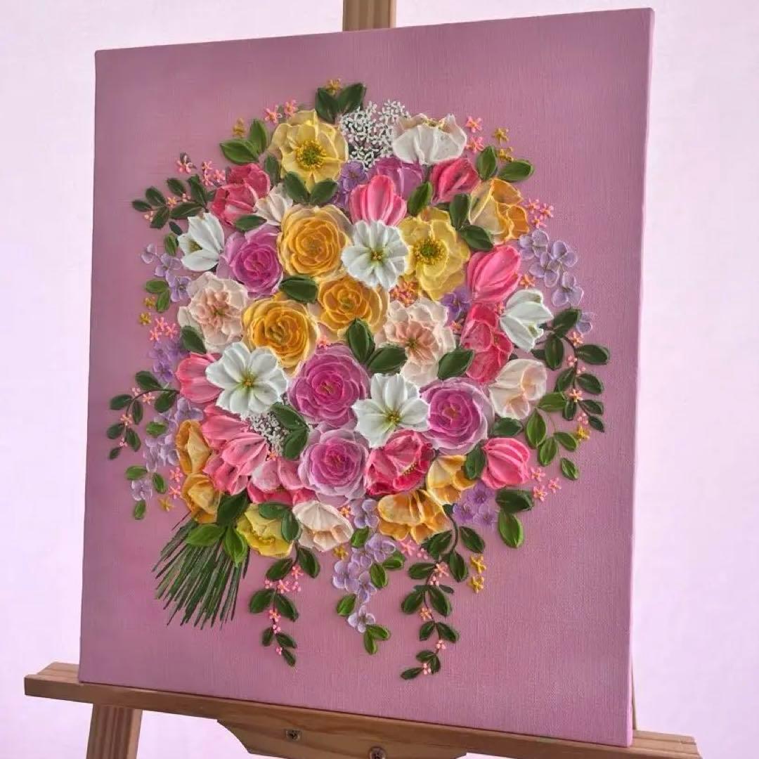 花束 花束の絵 ブーケ 花の絵 花 ブライダル パネルアート 壁掛けアート