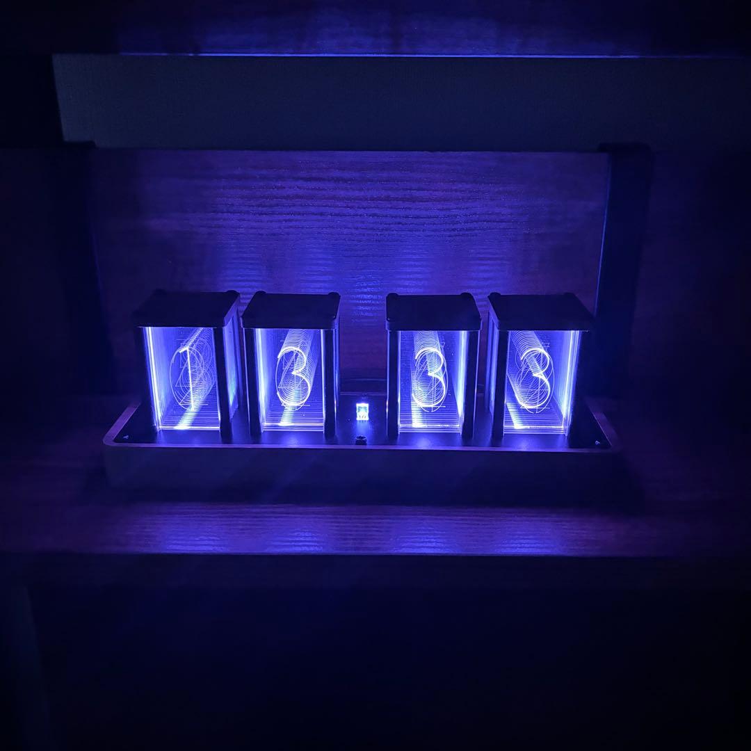 【新品未使用品 在庫1点のみ】ニキシー管風 LED時計 Wi-Fi同期可能