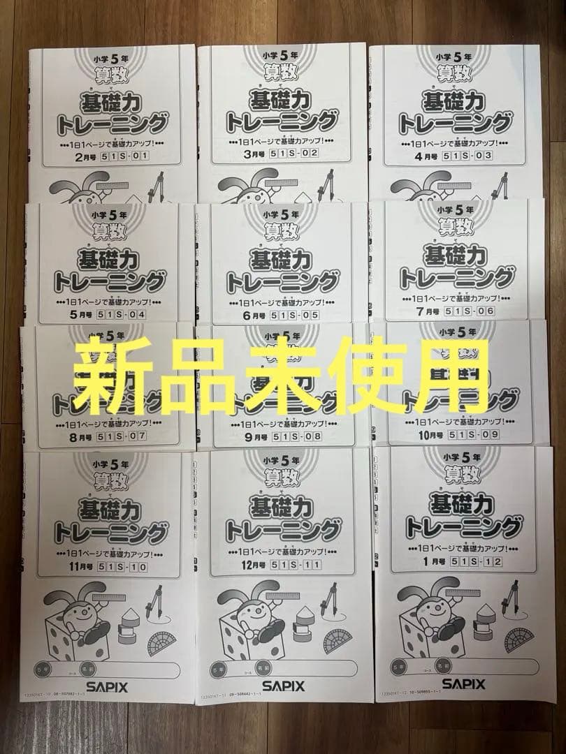 【新品未使用】SAPIX５年算数基礎トレーニング12冊セット