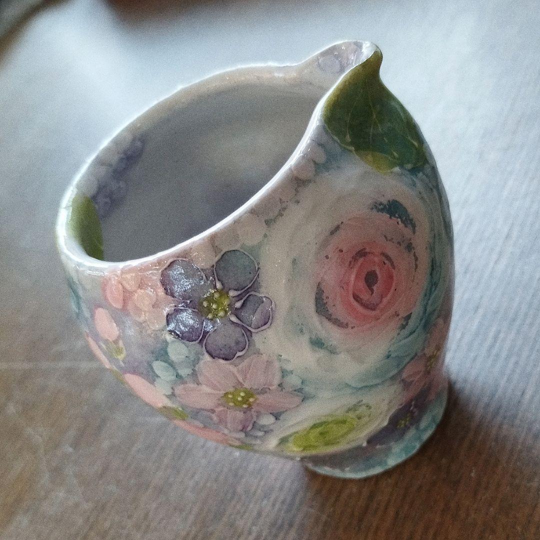 【新品・未使用】工房ゆずりは　彩ばら花紋　片口　酒器　陶器　贈り物
