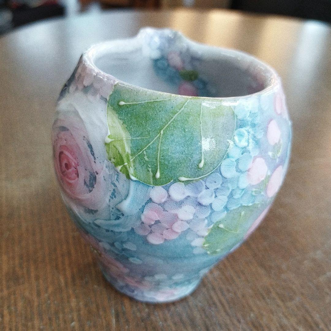 【新品・未使用】工房ゆずりは　彩ばら花紋　片口　酒器　陶器　贈り物