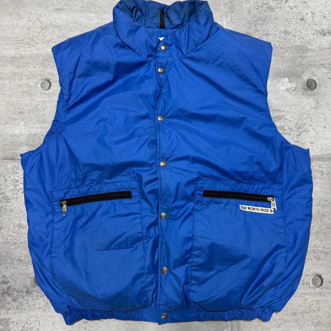 80s USA製 THE NORTH FACE 中綿 ベスト ブルー 茶タグ