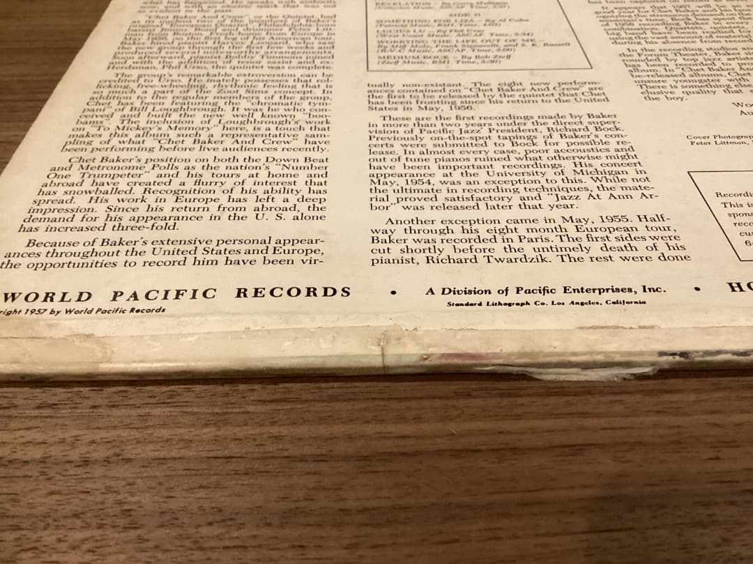 Chet Baker & Crew レコード PJ-1224