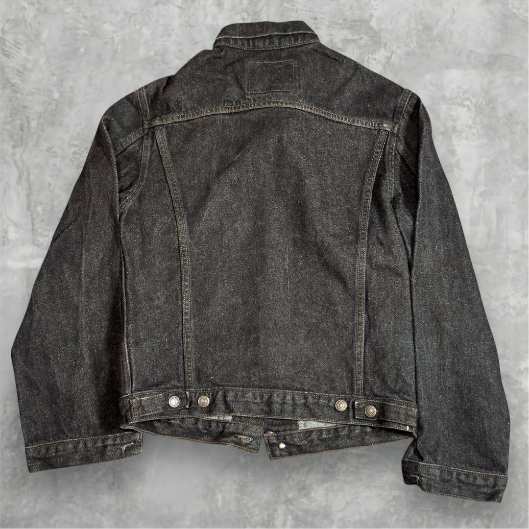 む*く様 00s Euro Levis 先染め ブラックデニム ジャケット 70