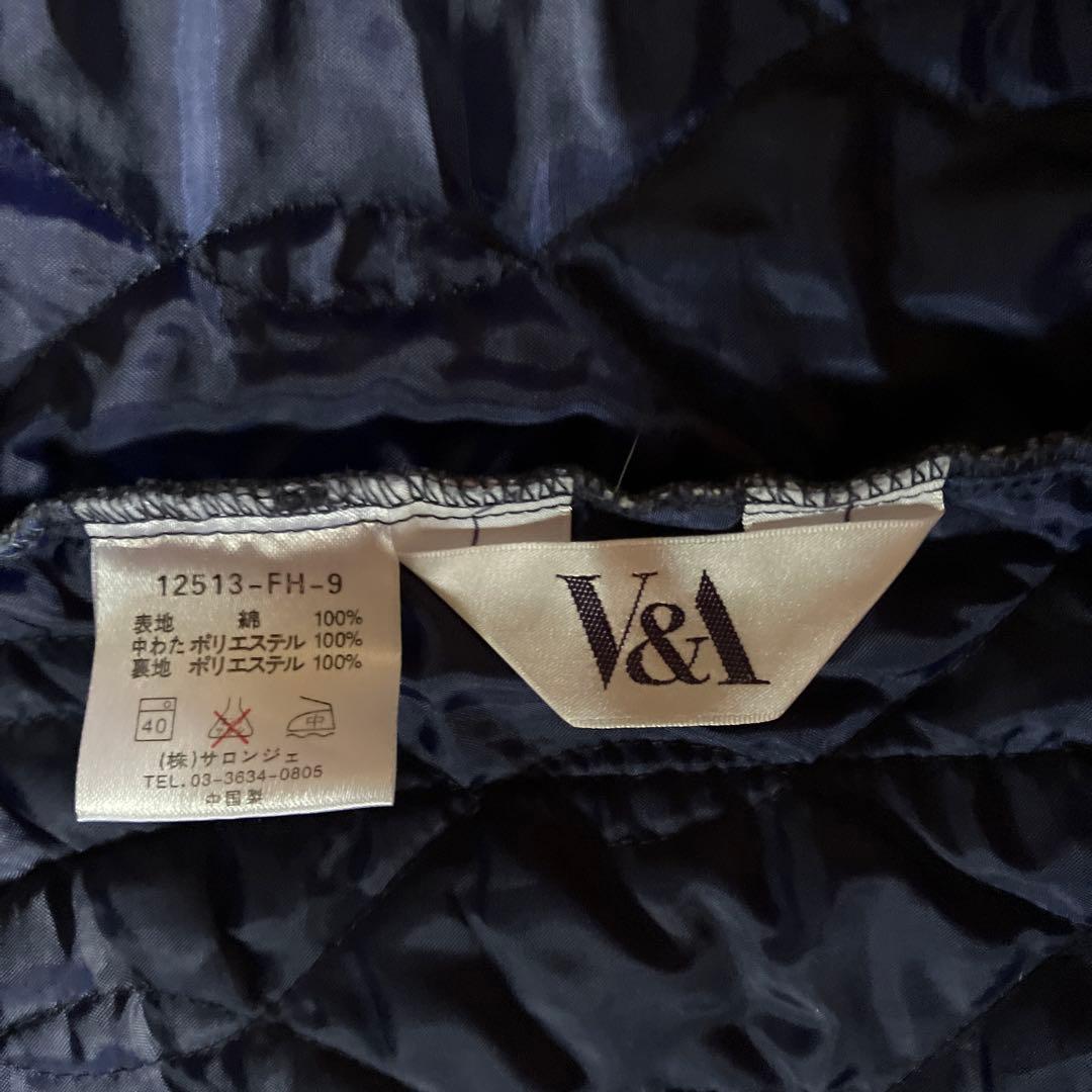 V&A サロンジェ 花柄ルームウェア ネイビー　割烹着　エプロン　部屋着