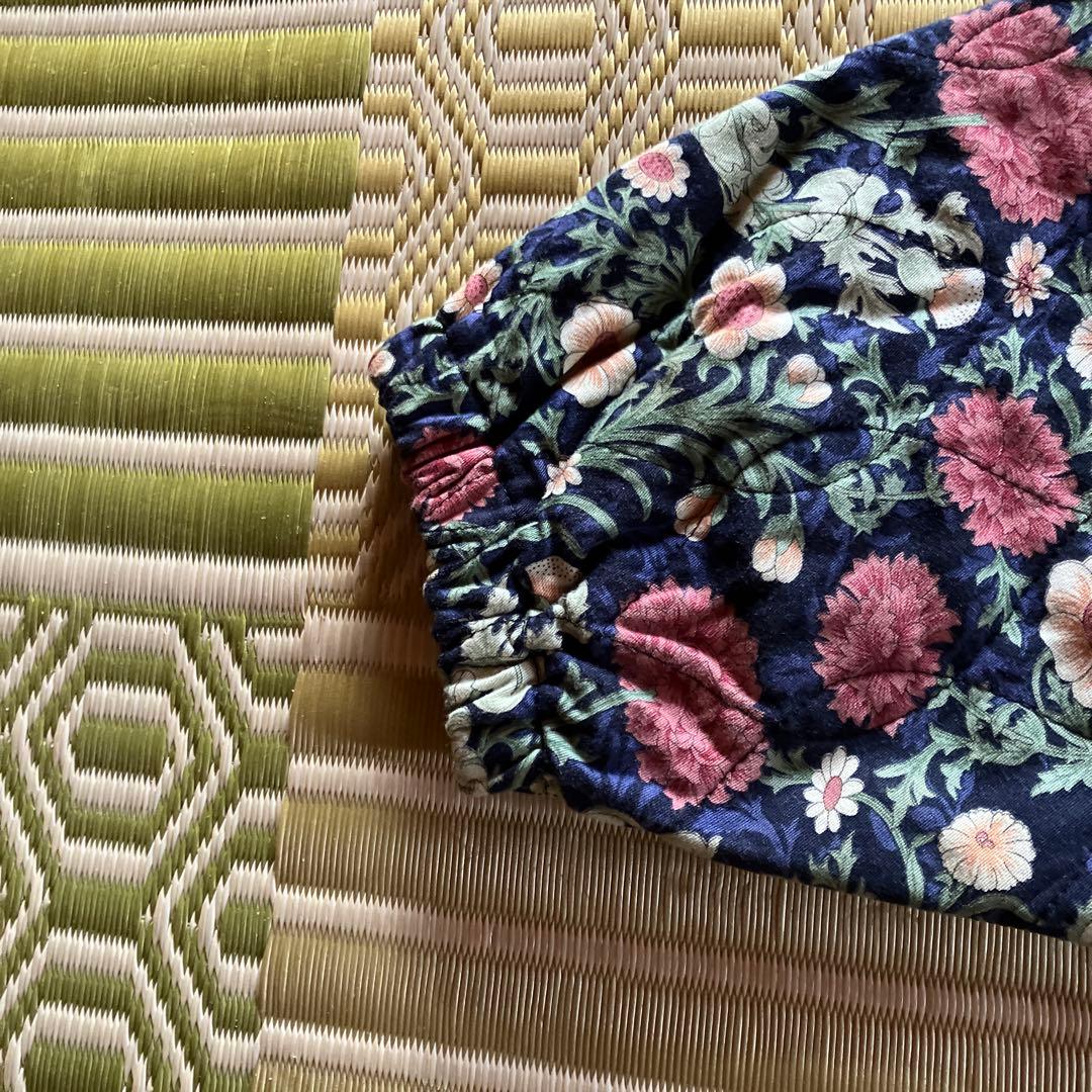 V&A サロンジェ 花柄ルームウェア ネイビー　割烹着　エプロン　部屋着