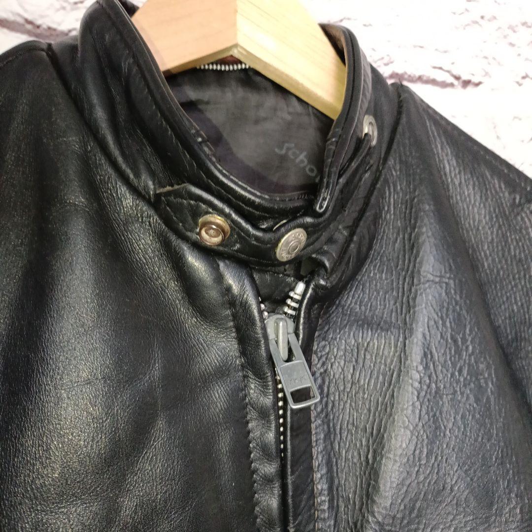 Schott ライダースジャケット シングル レザージャケット ブラック 牛革