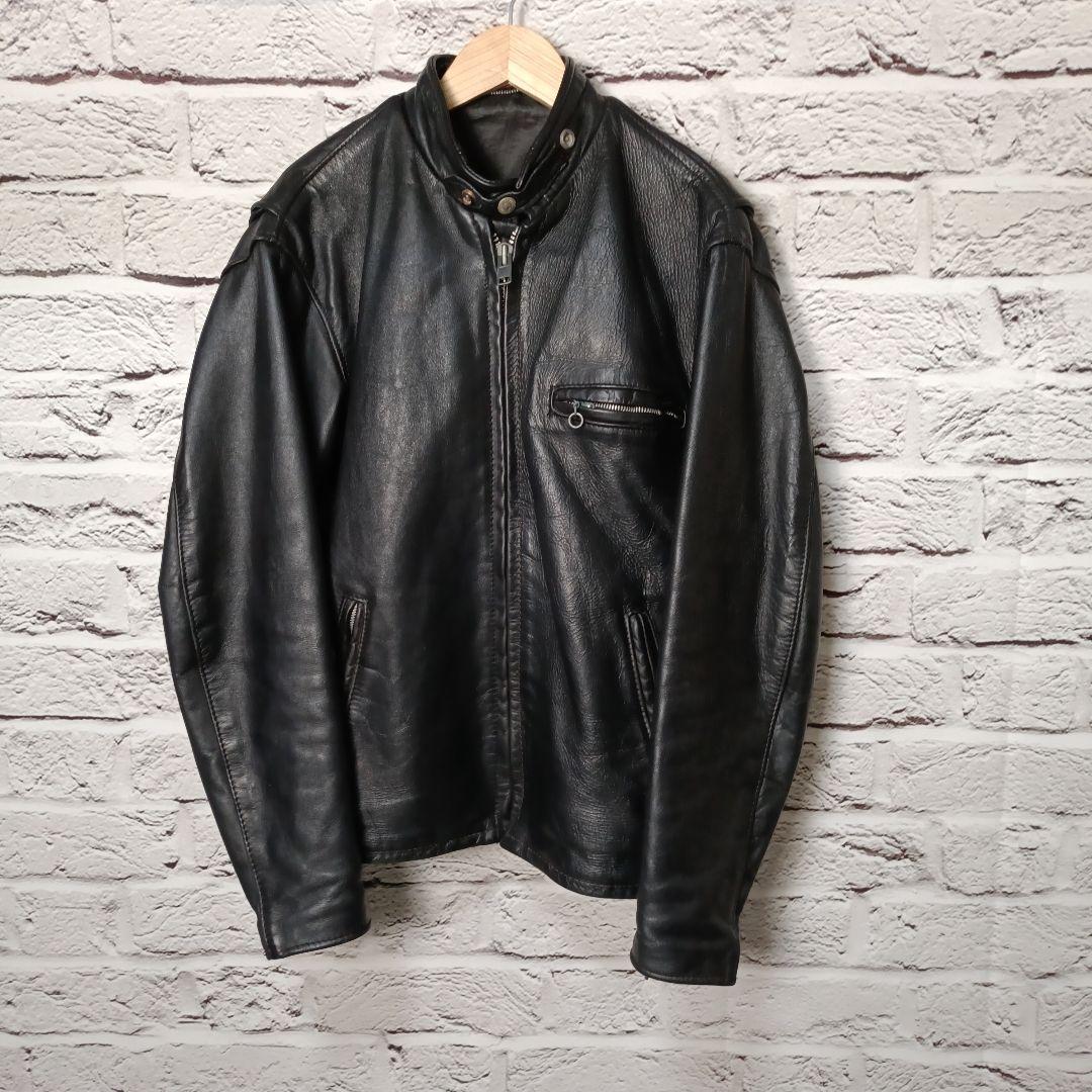 Schott ライダースジャケット シングル レザージャケット ブラック 牛革