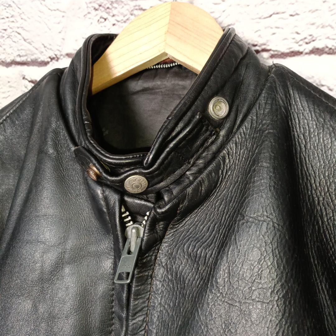 Schott ライダースジャケット シングル レザージャケット ブラック 牛革