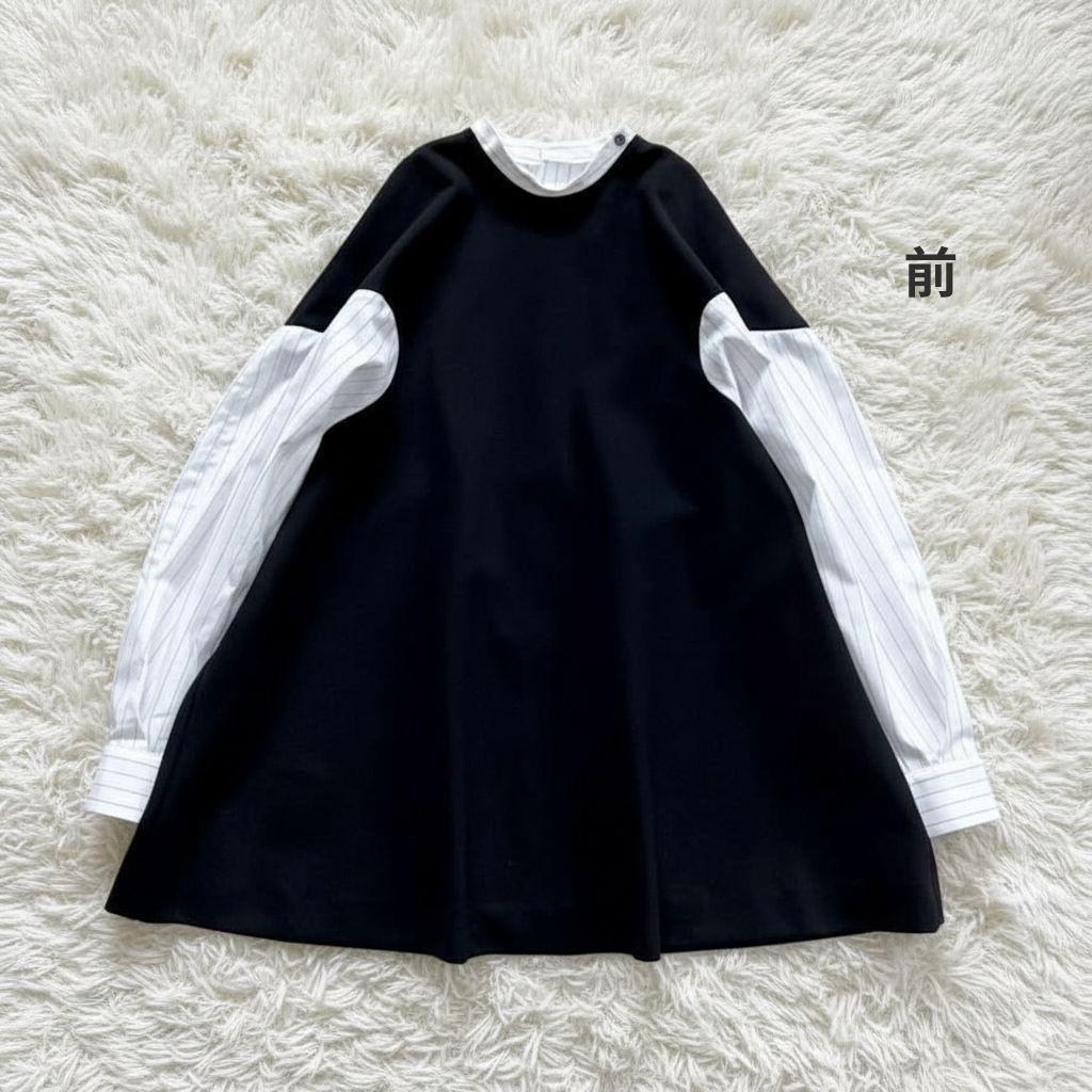 美品✨2023AW エンフォルド　ダブルクロス コンビプルオーバーシャツ38