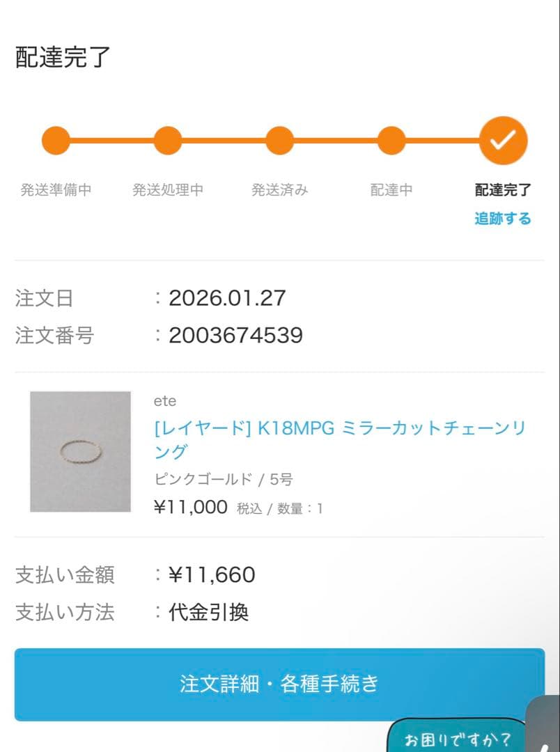 ete [レイヤード] K18MPG ミラーカットチェーンリング