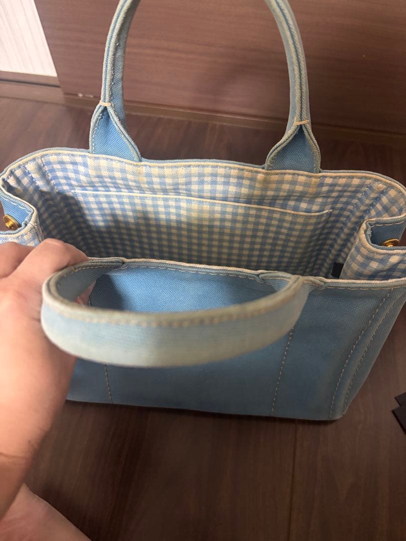 PRADA カナパ　ブルーギンガムチェック