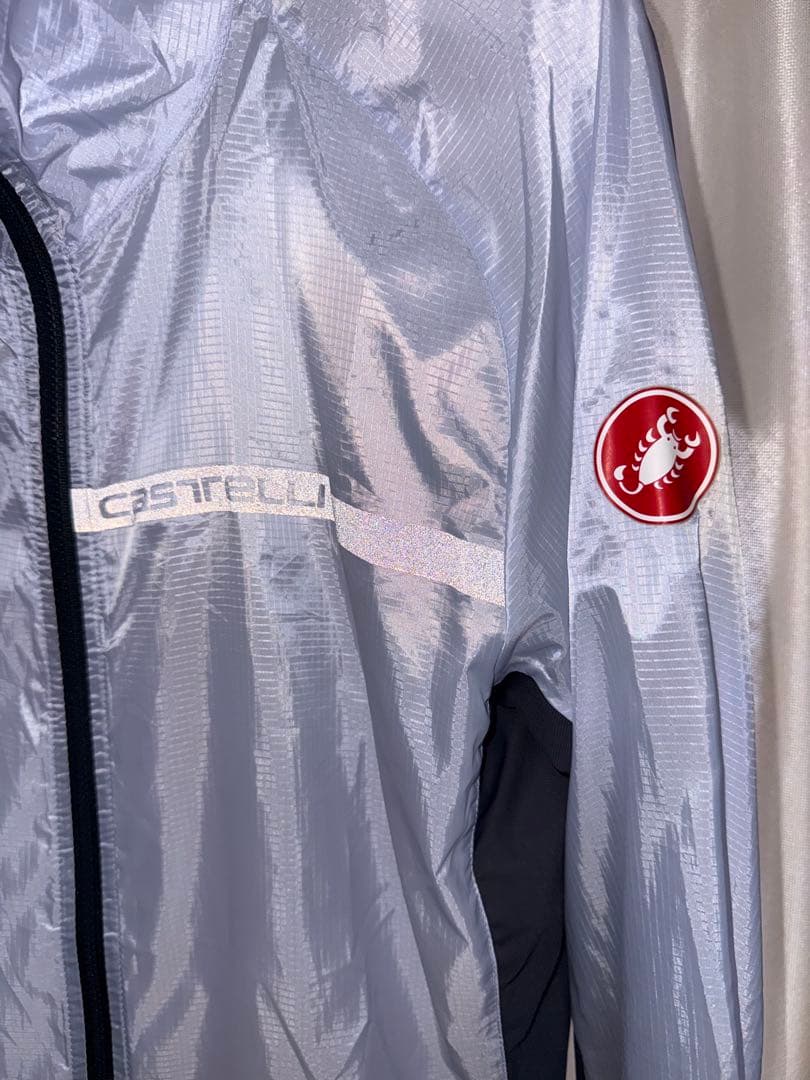 値下げ　CASTELLI ウインドブレーカー　L シルバー 軽量