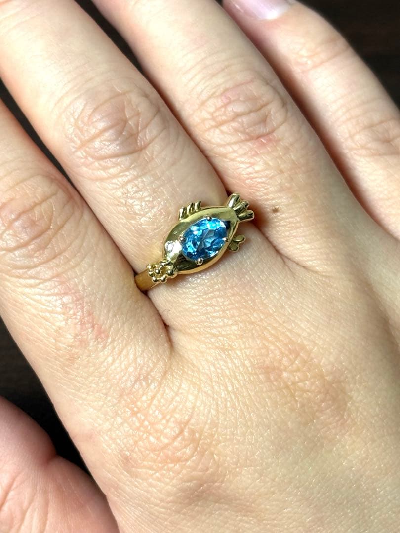 【極美品】marie jewelry ブルートパーズ　お魚　リング