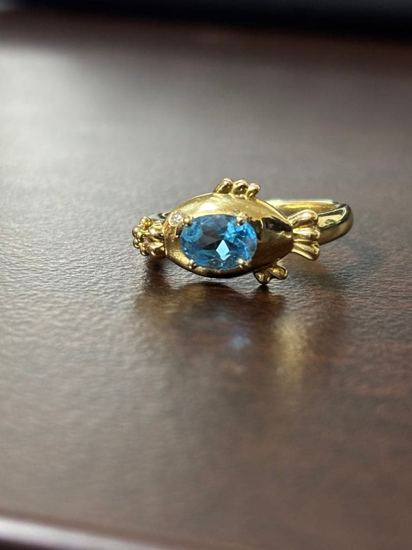 【極美品】marie jewelry ブルートパーズ　お魚　リング