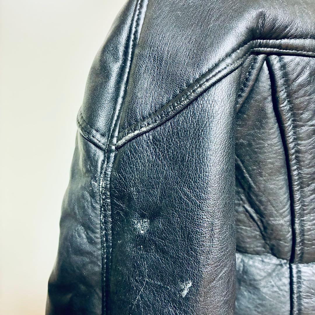 90s Real Leather イングランド製 ブラック ムートン ジャケット