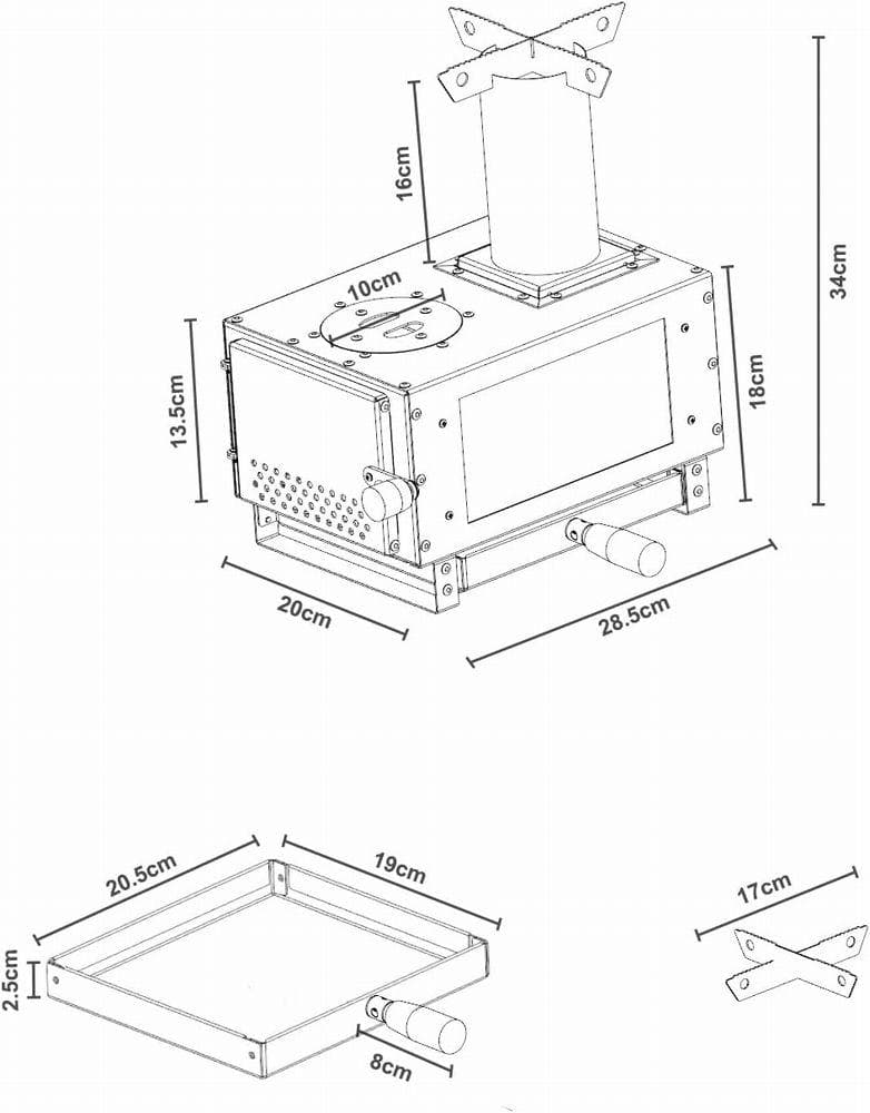 未使用 ミニ 薪ストーブ オーブン付き 3役 耐熱ガラス窓 コンパクト 焚き火台